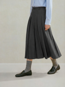 INMAN | Retro Campus Style A-line Pleated Skirt