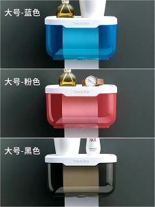 Toilet Paper Holder Wall Mount Bathroom Storage Box Holder Waterproof Tray Roll Tissue Box Holder Dispenser Non-perforated