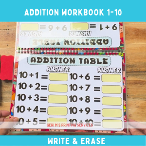 Write & Wipe Addition Workbook | Erasable Math Practice | Preschool & Kinder Age 4-6