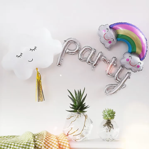 ถูกมากๆๆๆ ลูกโป่งฟอยล์อลูมิเนียม รูปก้อนเมฆ สายรุ้ง ขนาดใหญ่ สําหรับตกแต่งปาร์ตี้วันเกิดเด็ก