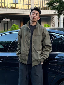 American Military Green Stand Collar Jacket Mens Fitness Outerwear Autumn Season Mature Design Sense Flight Workwear Top