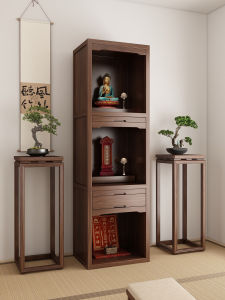 Modern Minimalist Real Wood Three-Layer Ancestor God Table Home Use Buddha Cabinet Incense Altar Artistic Style Yew Wood