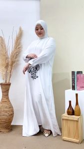 Gamis Jumbo Putih Ld 120 Cm Model Bordir Terbaru Kekinian Dan Bahan Adem