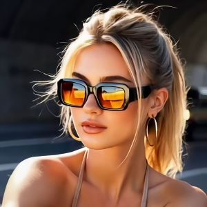 European and American retro style womens fashionable sunglasses trend versatile summer sun shading and UV protection lightweigh