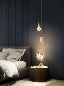 Modern Crystal Bedside Lamp Single Head Long Line 2025 New Style Living Room Bedroom Double Head Waterdrop Chandelier Smart Voice Control