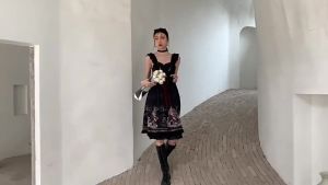 Japanese Gothic Lolita Style Jsk Dress Girls Victorian Retro Nightingale Rose Sling Dresses Women Mesh Patchwork Kawaii Vestidos