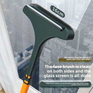 2 in 1 Window Screen Cleaner Brush Extendable Handle Dual Sided Squeegee Scrubber No Disassembly Required Anti Dust Cleaning Too