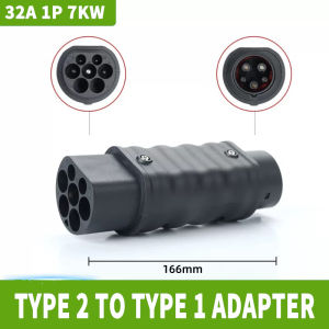 WUFEN Portable Adapter Type 2 to Type 1 Charger Connector 32A 7KW AC 110V~250V Electric Vehicle Charger Type 2 to J1772 Adapter