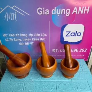 Bộ chày giã cối gỗ cao cấp Bộ chày cối gỗ hình lu tiện dụng trong nhà bếp