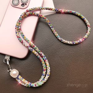Long Necklace Phone Strap Womens Outdoor High End Anti-Loss Keychain Shell Durable Water Diamond Hanging Chain Mobile Accessory