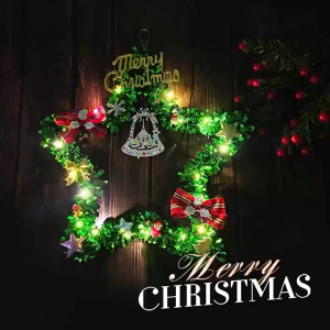 Festive Christmas Wreath with Lights Christmas Decorations Christmas Tree Door Frame Decorations Xmas Ornament Gift