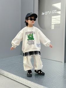 Badnut Childrens Autumn Winter Cartoon Sweatshirt Pants Set Boys Two-Piece Suit Casual Comfortable Breathable Clothing