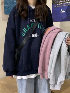 บาง มีฮู้ด เสื้อสเว็ตเชิ้ต ผู้หญิง ฤดูใบไม้ร่วง ตัวอักษรเวอร์ชั่นเกาหลีใหม่ นักเรียน หลวม เสื้อท่อนบน เสื้อโค้ท หญิง One Piece Drop Shipping