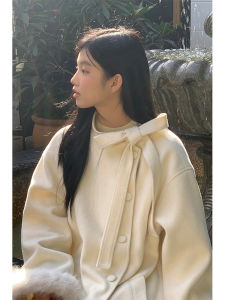 เสื้อโค้ทขนสัตว์ผู้หญิงฤดูใบไม้ร่วง/ฤดูหนาว เสื้อโค้ทขนสัตว์ผสมคอตตอนปะติดปะต่อกันยาวปานกลาง ทรงเข้ารูป ปกโปโล กระดุมเดียว แขนยาว คอตตอน โพลีเอสเตอร์ อะซิเตท