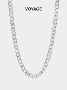 Textured Titanium Steel Clavicle Cuban Link Chain Mens Necklace Mens Trendy Boys American Chain Hip Hop Fancy Accessories