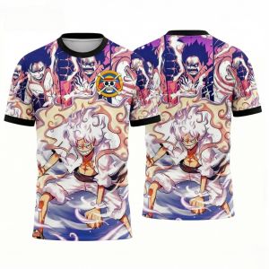 Bandai | Summer 2026 One Piece Luffy "5th Solar Nica" Full Print Theme 3D Printing Breathable Quick Drying T-shirt Adult Parent-child Top
