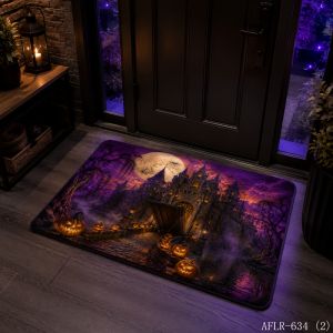 VIKAMA Gothic Castle Jack-o-Lantern Thảm Mềm Chống Trượt Ma Quái Halloween Thảm Cửa Đáng Sợ Trang Trí Lối Vào Phong Cách Hiện Đại Trang Trí Nhà Cửa