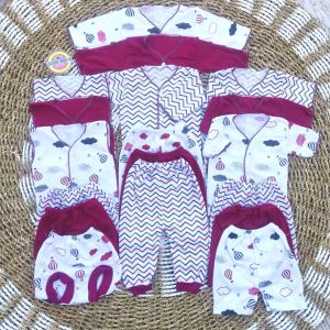 Ceisya Baby id- Paket 18 Pcs Perlengkapan Baju dan Celana Bayi Baru Lahir Seri Marun