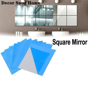 【Free Shipping】9 Pcs/Set 3D Square Soft Mirror Wall Bedroom Living Room Self Adhesive DIY Art Sticker