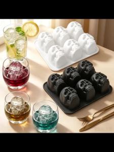 Halloween Mini Skull Design Ice Grid Mold 6 or 10-Cell Silicone Ice Cube Mold Silicone Chocolate Moulds Kitchen Bakeware