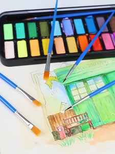 Small Tip & Flat Nylon Hair Paint Brushes for Drawing Watercolor Paint Brushes Pen For Artist