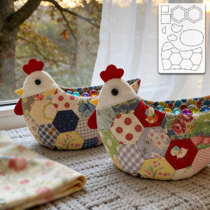 YOMDID 1pc Handmade DIY Tracing Patchwork Template DIY Hen Pattern PET Sewing Template Easter Hen Storage Basket Template