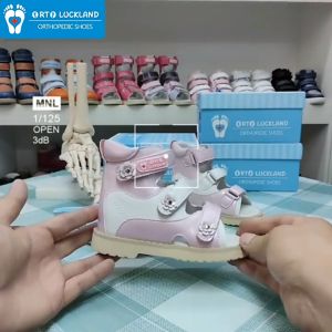 Ortoluckland Baby Girl Shoes Summer Children Orthopedic Sandals Pink Leather Flatfoot Walking Flats For Kids Toddler Size20 To36