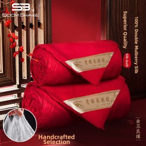ZOZIEZB | Chăn Lụa Đỏ Cưới Bằng Tay 100% Lụa Tơ Tằm Cho Mùa Đông
