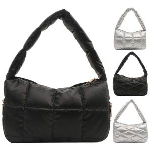 Women Stylish Cloud Armpit Bag Solid Color PU Quilted Crossbody Bag for Office and Casual Looks
