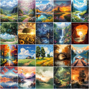 Painting By Numbers Forest Natural Scenery Paintings on Number Drawing on Canvas Oil Art Adult Coloring Kit