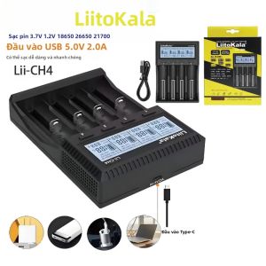 Liitokala | LiItoKala Lii-CH4 Bộ Sạc Pin Lithium Có Thể Sạc Lại Dung Lượng Cao 2600mAh 2800mAh 1.5V AA AAA Cho Máy Ảnh Kỹ Thuật Số Bộ Sạc Điện Thoại Di Động USB