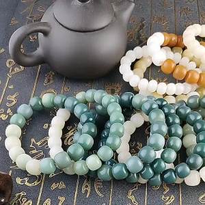 Vòng Tay Rễ Bồ Đề Hoa Nổi Bán Buôn Đồ Trang Sức Nam Nữ Wenwan Ngón Tay Mềm Chanh Gradient Nửa Núi Nửa Nước Bồ Đề Xanh