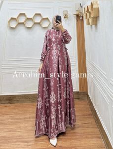 Cod Gamis Nagita jumbo Ready| dress Motif terbaru silk premium|print motif model Busui frendly|fashion wanita terlaris