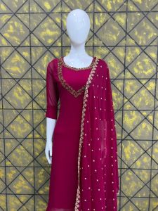 SG Ready Stock party Wear Collections - Premium Quality Georgette Kurti with lining and Rich Dupatta