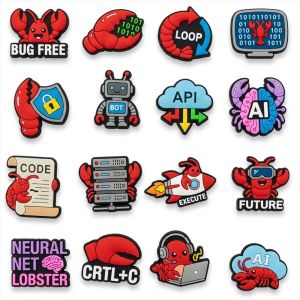 16Pcs Lobster Bug Free Code Shoe Charms Shoes Accessories Decoration Buckle Fit Clog Sandal Wristbands Accessory Party Present