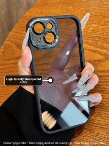 DAIMANG | Transparent black metal lens suitable for iphone15 series high-quality new Apple 13 mobile phone case all-inclusive anti-fall fifteen 14plus thirteen 17promax fourteen 16pro black 18p