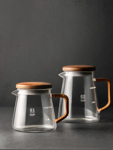 JOTO | Drip Coffee Pouring Pot with Wooden Lid and Heat-Resistant Glass