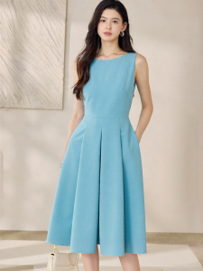 Roey s house | Elegant Atmospheric Blue Fitted Maxi Dress For Summer Business