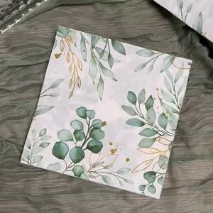 20pcs/Pac Printed Napkin Green Leaf Folded Paper Placemat Wedding Party Wine Glass Flower Paper DIY Butterfly Bone Bart Paper