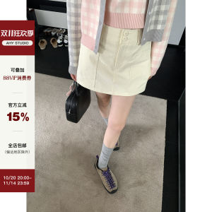 High Waist Short A-Line Straight Cut Skirt Womens Summer Slimming Korean Style Casual Cotton Pure Color Half-length Skirt