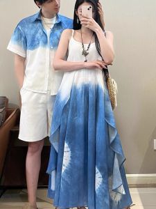 XILANDUO | Bohemian Beach Style Tie-Dye Strap Dress for Vacation
