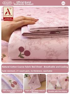 Suxuan | INS Style Purple Cherry Printed 100% Cotton Thick Bed Sheet