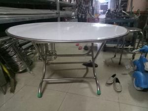 Bàn tròn inox đường kính 1m4 inox 304 siêu bền ngồi được 14-15 người bảo hành 15 năm Hoà Phát