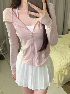 Pink Ice Silk Womens Summer Slim Fit Yoga Wear Sun Protection Outerwear Thin Cardigan Tight Top New Arrival 2025