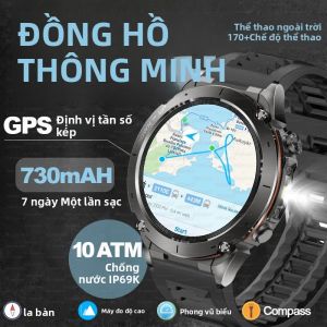 Đồng Hồ Thông Minh Thể Thao Ngoài Trời GPS Hai Băng Tần 2025 Mới Dành Cho Nam Tích Hợp La Bàn Pin Lớn 730mAh Chống Nước 10ATM Theo Dõi Sức Khỏe Với Chức Năng Đo Nhịp Tim