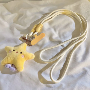 Adorable Yellow Star Doll Long Crossbody Phone Strap Camera Universal Belt Clip Card Holder Anti-fall Necklace Phone Case Universal Strap