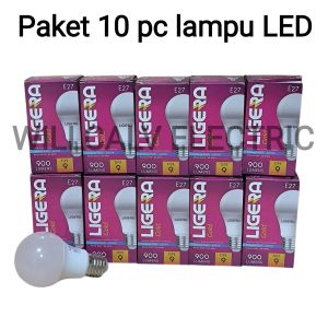 Paket 10 PC lampu LED LIGERA Gold 9W Bulb cahaya putih 6500K E27