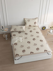 Adorable Cartoon Bear Ice Silk Bedding Set Three-Piece Bed Canopy Summer Cool Feeling Mat Home Use Soft Mat Double Size