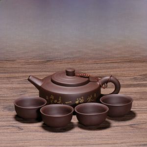 Đồng Cát Tím Nguyên Bản Thủ Công Hũ Phẳng Cốc Tròn Đồ Dùng Ăn Uống Trung Quốc Cổ Điển Hũ Trà Bằng Gốm Sứ Thủ Công