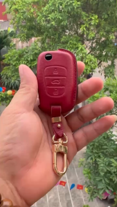 Bao Da Chìa Khoá Ô Tô KIA-F3 Cho Xe KIA Carens KIA Morning Chìa Gập 2 và 3 Nút Bấm Dùng Chung Mẫu Da Bò Thật